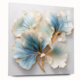 Abstract floral wall art displayed in a sleek acrylic frame, showcasing vibrant colors and intricate details. Side view highlights its modern design, perfect for home decor.