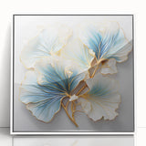 Framed acrylic wall art showcasing an abstract floral design in vibrant colors, set against a white background, perfect for modern home decor enhancement.