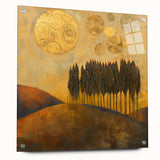 Abstract landscape wall art displayed in a sleek acrylic frame, side view showcasing vibrant colors and modern design elements, perfect for contemporary decor.