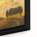 Abstract landscape wall art featuring vibrant colors and intricate textures, displayed in a stylish frame, enhancing modern decor with artistic flair.