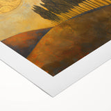 Vibrant abstract landscape wall art on rolled canvas, showcasing bold colors and textured brushstrokes, ideal for modern home decor or art enthusiasts.