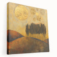 Abstract landscape wall art design on stretched canvas, showcasing vibrant colors and fluid shapes, perfect for modern home decor. Side view highlights the canvas depth and texture, ideal for enhancing living spaces with artistic flair.