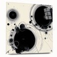 Geometric Abstract Wall Decor – Black Ink Planetary Motion Art