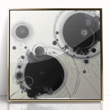 Geometric Abstract Wall Decor – Black Ink Planetary Motion Art