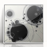 Geometric Abstract Wall Decor – Black Ink Planetary Motion Art