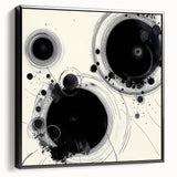 Geometric Abstract Wall Decor – Black Ink Planetary Motion Art