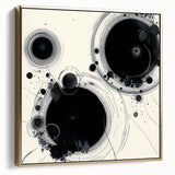 Geometric Abstract Wall Decor – Black Ink Planetary Motion Art