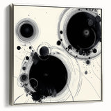 Geometric Abstract Wall Decor – Black Ink Planetary Motion Art