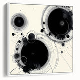 Geometric Abstract Wall Decor – Black Ink Planetary Motion Art