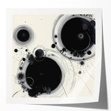 Geometric Abstract Wall Decor – Black Ink Planetary Motion Art