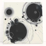 Geometric Abstract Wall Decor – Black Ink Planetary Motion Art