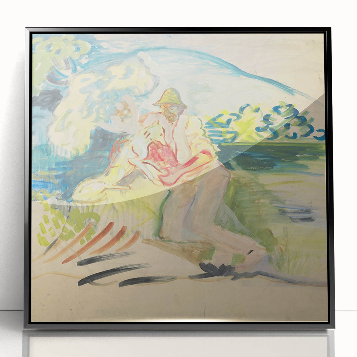 Man with a Dog - Light and Vibrant Expressionist Artwork by Weisz-Kubínčan