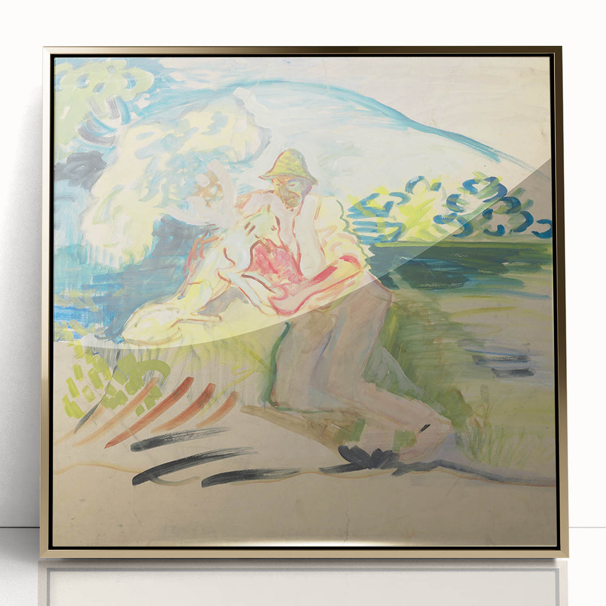 Man with a Dog - Light and Vibrant Expressionist Artwork by Weisz-Kubínčan