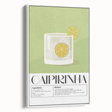 Vintage poster art of colorful food and drinks on a large framed canvas, ideal for living room decor.