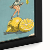 Extra large black wall art on canvas featuring colorful, textured fruits, ideal for living room decor.