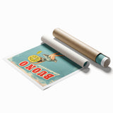 Extra large rolled print featuring an assortment of fruits in vibrant colors.