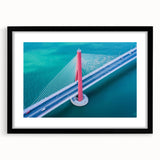 Black landscape bridge frame with a white mat, showcasing a modern aesthetic, perfect for enhancing art displays or photographs in home decor settings.