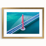 Elegant gold landscape bridge frame with mat, showcasing a stunning front view ideal for home decor. Perfect for enhancing modern interiors with a touch of sophistication.