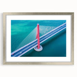 Silver landscape bridge frame with a white mat, showcasing an elegant front view perfect for displaying artwork or photographs in a stylish setting.