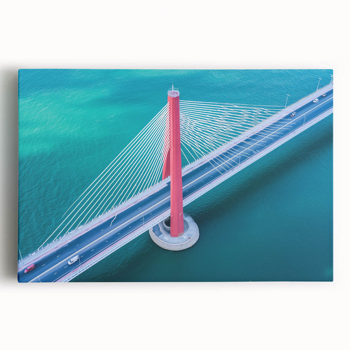 Landscape canvas artwork showcasing a serene bridge scene, highlighting vibrant colors and intricate details, perfect for home decor and art enthusiasts.