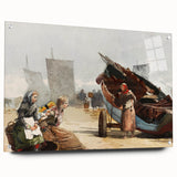 Realism Art Prints - Beach Scene, Cullercoats by Winslow Homer Coastal Art