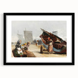 Realism Art Prints - Beach Scene, Cullercoats by Winslow Homer Coastal Art