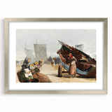 Realism Art Prints - Beach Scene, Cullercoats by Winslow Homer Coastal Art