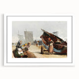 Realism Art Prints - Beach Scene, Cullercoats by Winslow Homer Coastal Art