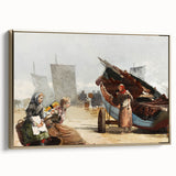 Realism Art Prints - Beach Scene, Cullercoats by Winslow Homer Coastal Art