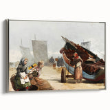 Realism Art Prints - Beach Scene, Cullercoats by Winslow Homer Coastal Art