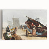 Realism Art Prints - Beach Scene, Cullercoats by Winslow Homer Coastal Art