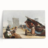 Realism Art Prints - Beach Scene, Cullercoats by Winslow Homer Coastal Art