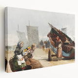 Realism Art Prints - Beach Scene, Cullercoats by Winslow Homer Coastal Art