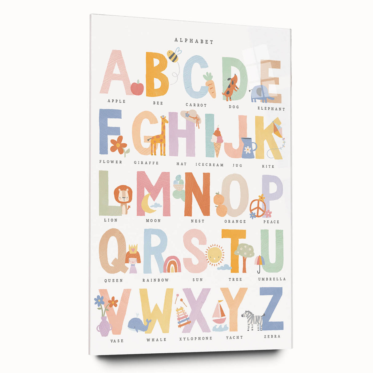 Educational Nursery Wall Decor - Colorful Alphabet Learning Print