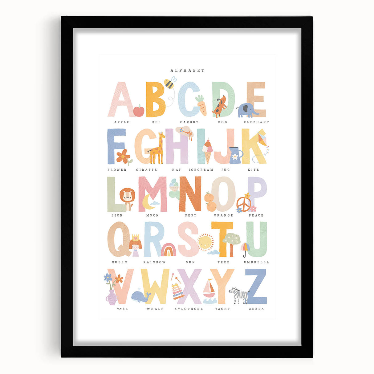 Educational Nursery Wall Decor - Colorful Alphabet Learning Print