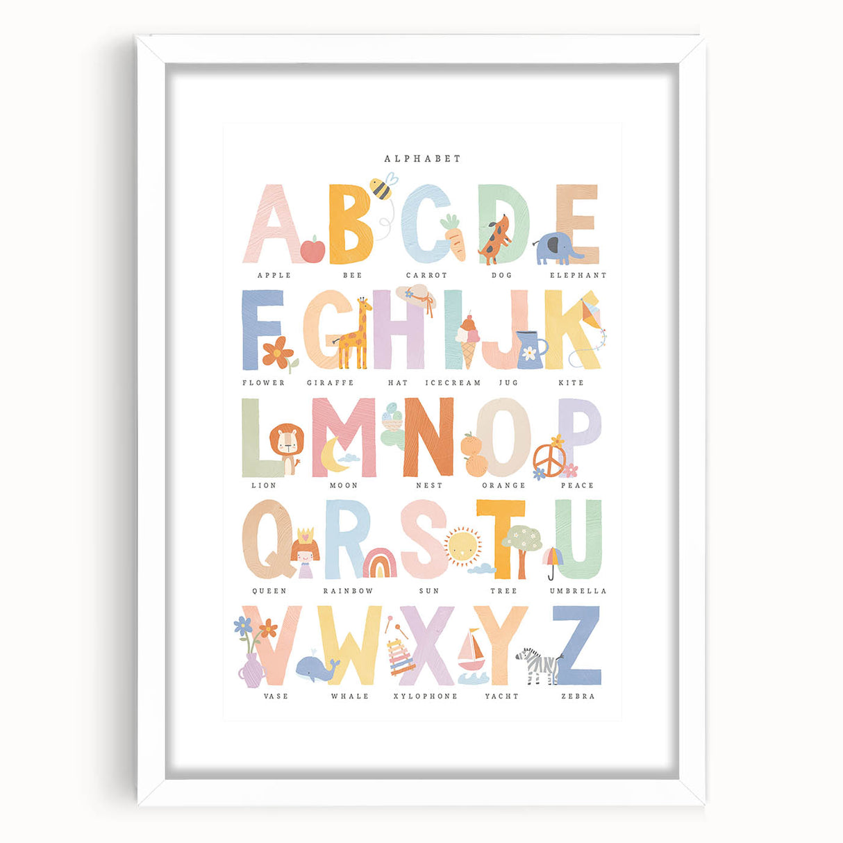 Educational Nursery Wall Decor - Colorful Alphabet Learning Print