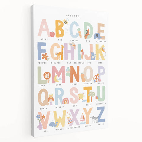 Educational Nursery Wall Decor - Colorful Alphabet Learning Print