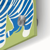 Playroom Wall Art – Bold Blue Striped Cat Illustration for Kids