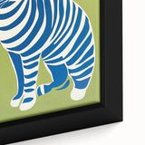 Playroom Wall Art – Bold Blue Striped Cat Illustration for Kids