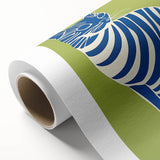 Playroom Wall Art – Bold Blue Striped Cat Illustration for Kids