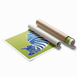 Playroom Wall Art – Bold Blue Striped Cat Illustration for Kids