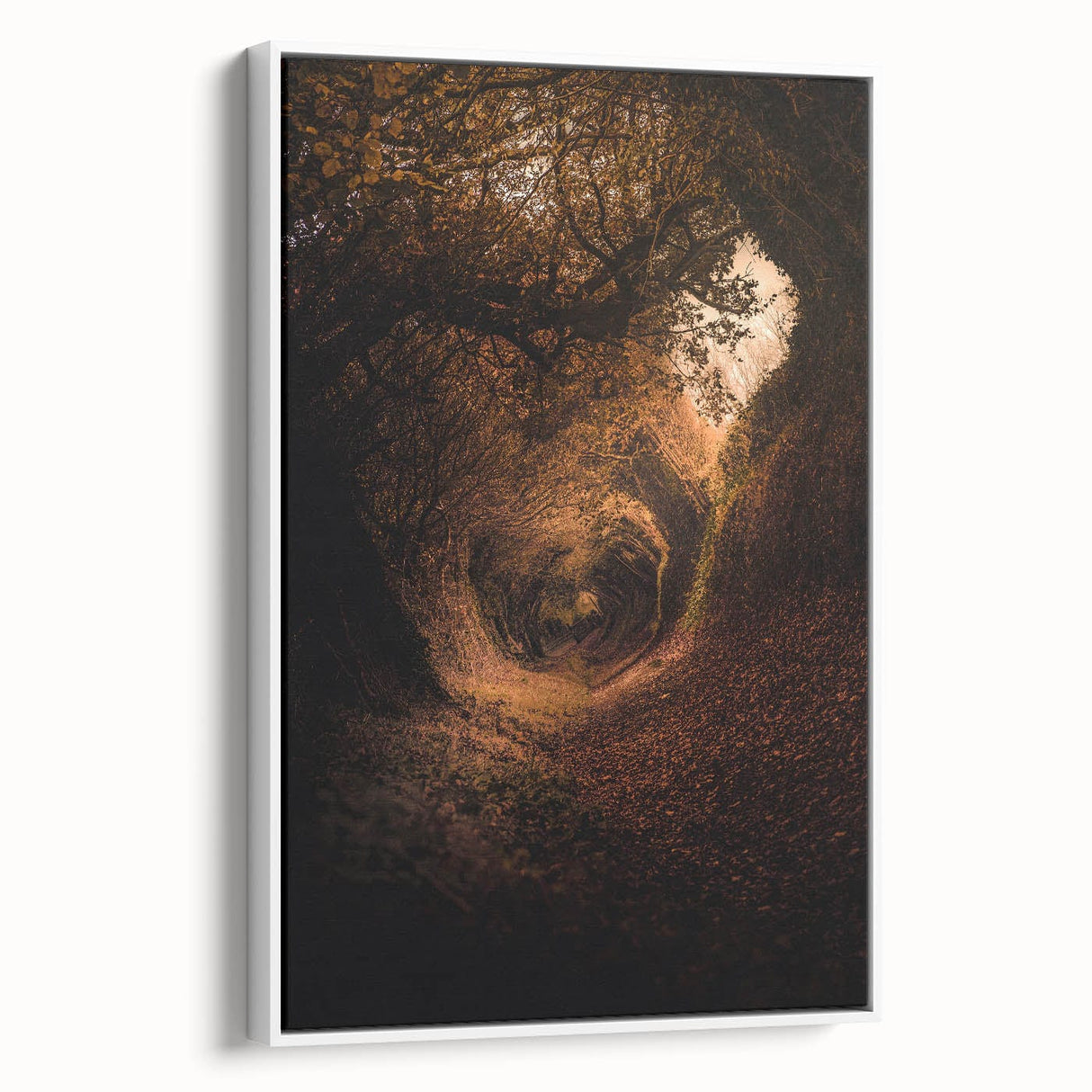 Vintage poster art featuring a fall-themed design in vibrant colors on a framed canvas, ideal for living room decor.