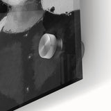 Close-up of an abstract figurative acrylic art piece on glass, showcasing vibrant colors and intricate textures that enhance modern decor aesthetics.