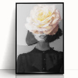 Framed abstract figurative art piece in black acrylic showcasing dynamic shapes and fluid lines, ideal for modern decor and artistic expression.