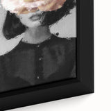 Close-up of an abstract figurative framed canvas artwork showcasing vibrant colors and dynamic shapes, perfect for modern home decor. Ideal for art enthusiasts seeking unique wall accents.