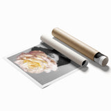 Abstract figurative rolled print showcasing vibrant colors and dynamic shapes, ideal for modern home decor, thoughtfully packaged in a protective tube for safe delivery.