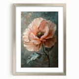 Abstract floral wall art framed in silver with a white mat, showcasing vibrant colors and intricate designs, perfect for modern home decor.