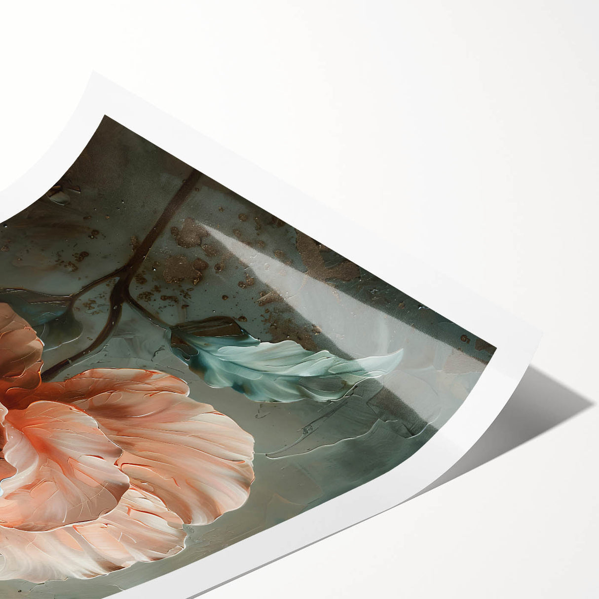 Abstract floral wall art print showcasing vibrant colors and intricate designs, ideal for modern home decor. Rolled and ready for framing, this artwork adds a touch of elegance to any space.