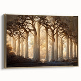 Framed abstract landscape wall art featuring soft gold hues and textured details, elegantly displayed from a side view to highlight its modern aesthetic.