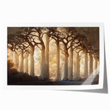 Abstract landscape wall art print showcasing vibrant colors and dynamic shapes, rolled neatly for easy storage and display, ideal for modern home decor.